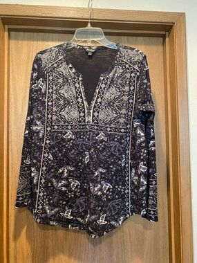 Lucky Brand Black and White Cotton knit Top
